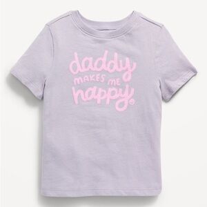 Old Navy Toddler Kids Lavender‎ Graphic Tee w/ Pink Script Daddy Makes Me Happy